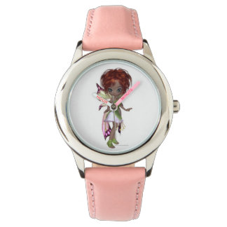 Fairy magische faerie in een roze en groene jurk horloge