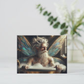 Fairy man grijs haar in het bubbelbad briefkaart (Staand voorkant)