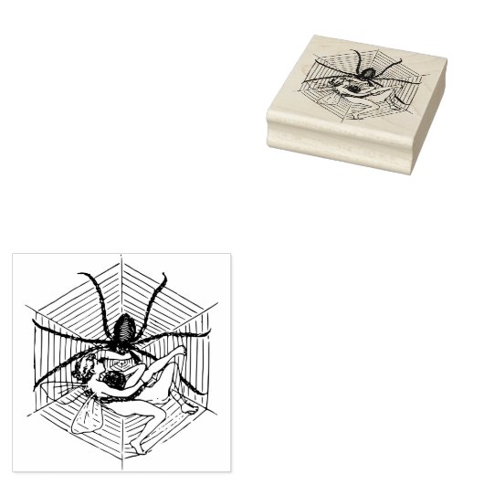 Fairy meisje gevangen in een spinnenweb 	rubberstempel (Gestempeld)