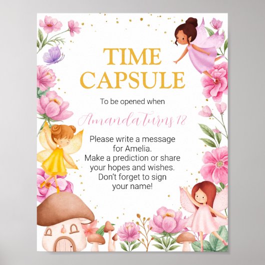 Fairy Meisje Verjaardag Tijd Capsule teken Poster (Voorkant)