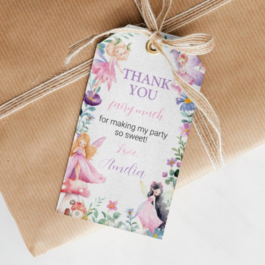 Fairy Meisje Verjaardagsfeestje Dank u Label Cadeaulabel