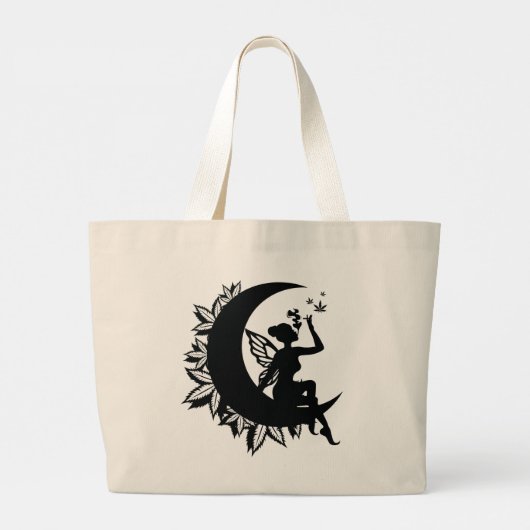 Fairy Moon en het roken van bladeren Grote Tote Bag (Achterkant)