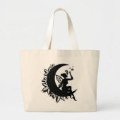 Fairy Moon en het roken van bladeren Grote Tote Bag (Voorkant)