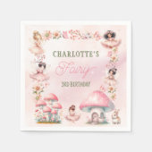 Fairy Mushroom House Pink Birthday Servet (Voorkant)