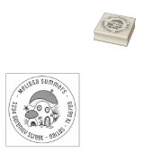 Fairy Mushroom House Round Address Rubberstempel (Gestempeld)