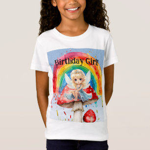 Fairy Mushroom Paint Regenboog Meisje Verjaardagsf T-shirt