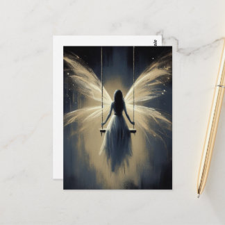 Fairy on a Swing at Night Briefkaart