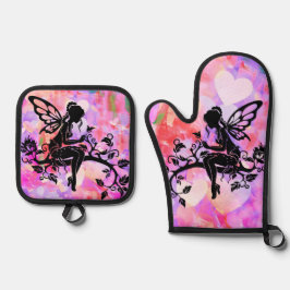 Fairy op Bloeiende tak Ovenwant & Pannenlap Set