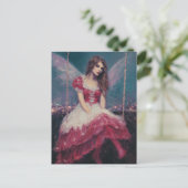 Fairy op een schommel briefkaart (Staand voorkant)