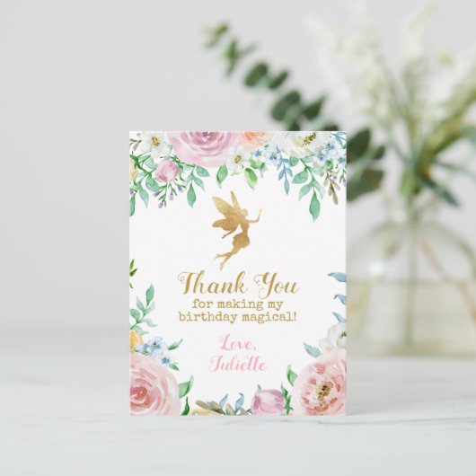 Fairy Party Bedankt dat je Kaarten post (Staand voorkant)