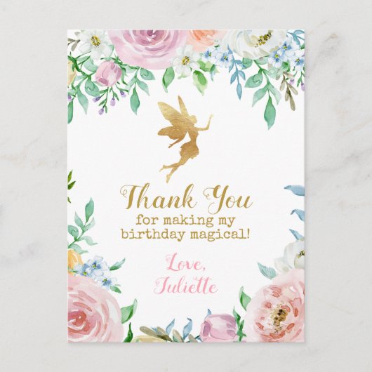 Fairy Party Bedankt dat je Kaarten post (Voorkant)