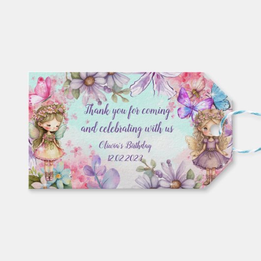 Fairy Party Garden Fairy Birthday Gift Label Cadeaulabel (Voorkant (Horizontaal))