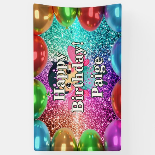 Fairy Personnalisé caractère bannière d'anniversai (Vertical)