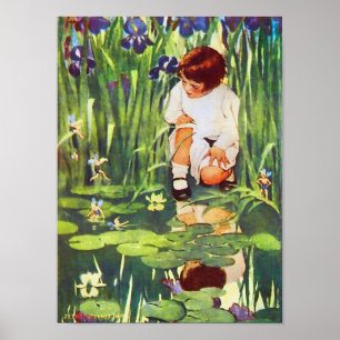 Fairy Picnic bij Lily Pond Poster