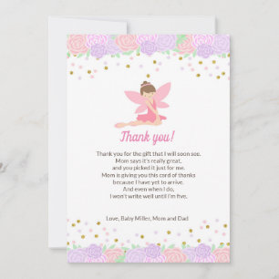 Fairy Pink Gold Baby shower Hartelijk dank Bedankkaart
