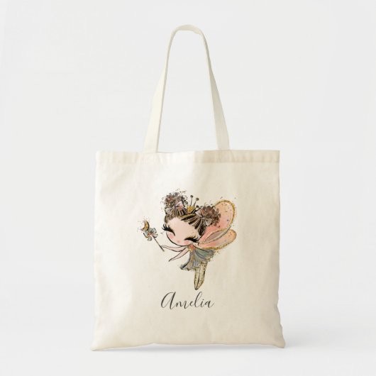 Fairy Pixie Enchanted Magical Girl Name Shopping Tote Bag (Voorkant)