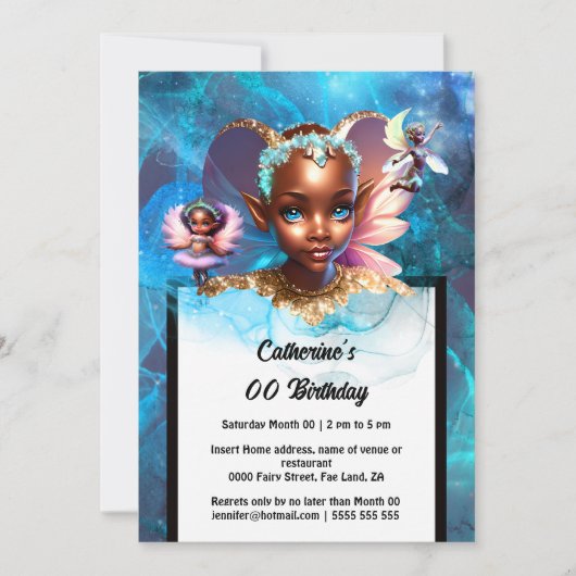 Fairy pixie melanine prinses betoverd meisjesachti kaart (Voorkant)