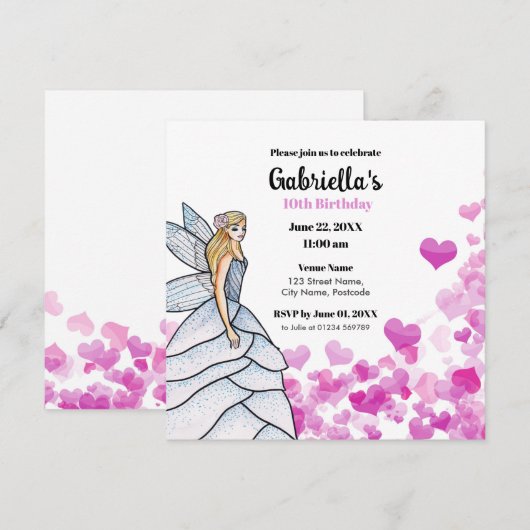 Fairy Princess Bride Dress Mode roze harten in v (Voorkant / Achterkant)