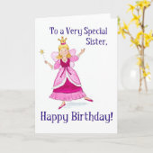 Fairy Princess Carte d'anniversaire pour une soeur (Fleur jaune)