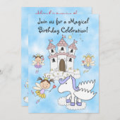 Fairy Princess, Castle et Pegasus Invitation (Devant / Derrière)