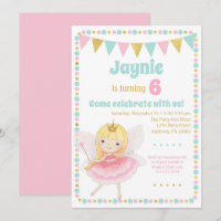 Fairy Princess Invitation Blonde Birthday Party