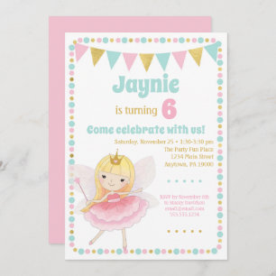 Fairy Princess Invitation Blonde fête d'anniversai