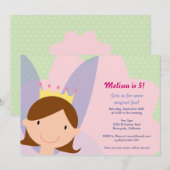 Fairy Princess Party Invite Kaart (Voorkant / Achterkant)