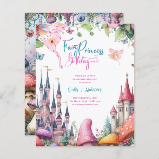 Fairy Princess Party Magische Verjaardag Bash (Voorkant / Achterkant)