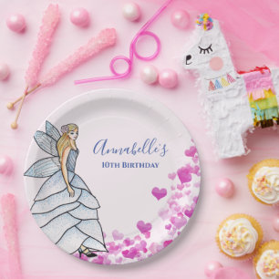 Fairy Princess Petals Dress Mode Illustratie P Papieren Bordje