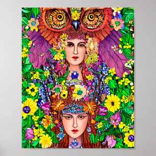 Fairy Princess Sisters Owl original nouveau Poster
