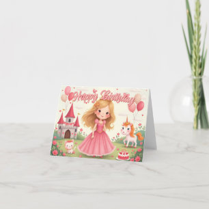 Fairy Princess Verjaardag in een Roze Droom Kaart