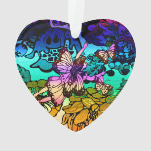 Fairy Princess vliegt met Butterflies in een Rainb Ornament