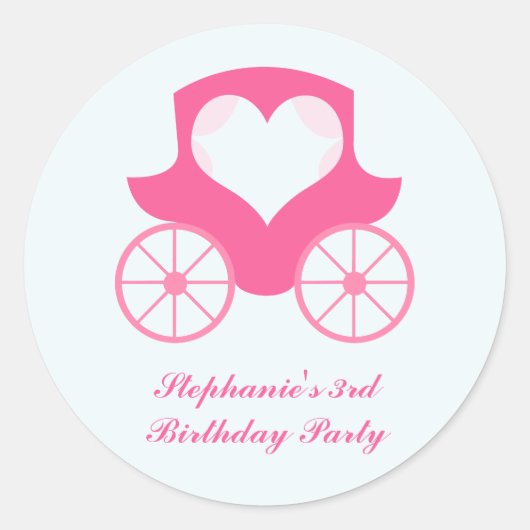 Fairy prinses koets verjaardagsfeestje stickers (Voorkant)