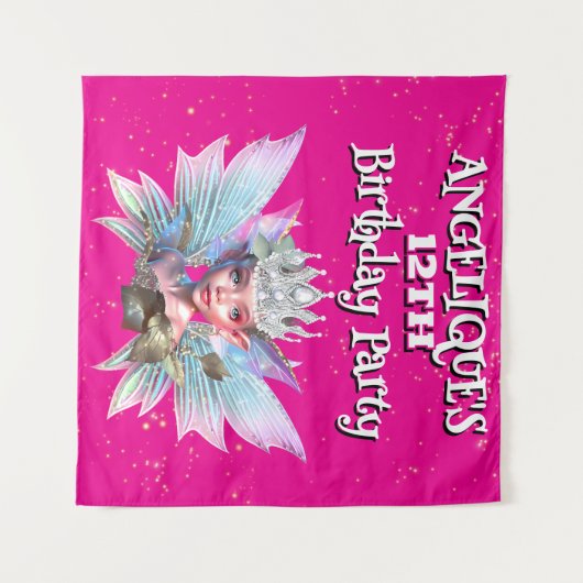 Fairy prinses roze decoraties meisjes verjaardag wandkleed (Voorkant (horizontaal))
