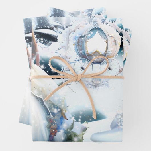 Fairy prinses winter wonderland bos sneeuw inpakpapier vel (In situ)