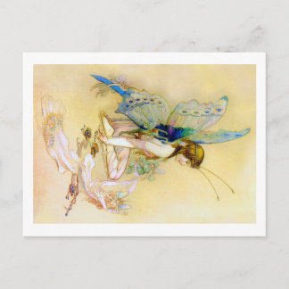 Fairy prinses wordt geperst door duiven briefkaart