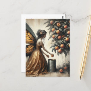 Fairy Putting Peaches in een blikje Briefkaart