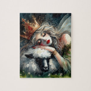 Fairy Queen slaapt op haar schaap Legpuzzel