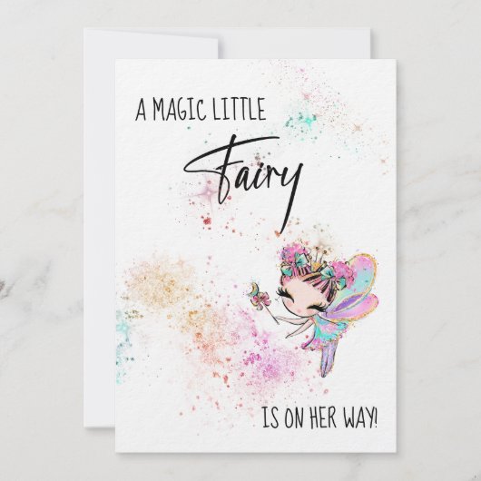 *~* Fairy Rainbow Dust Baby Girl Shower Invitation (Devant)