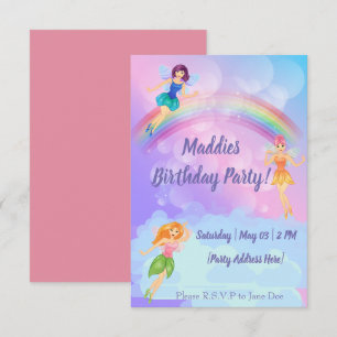 Fairy Rainbow verjaardagsuitnodigingen Kaart