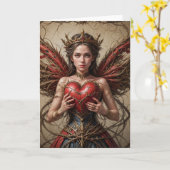 Fairy Red Heart Brambles Kaart (Gele Bloem)