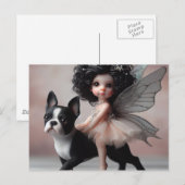 Fairy Riding een Boston Terrier Fantasy Briefkaart (Voorkant / Achterkant)