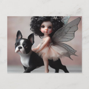 Fairy Riding een Boston Terrier Fantasy Briefkaart