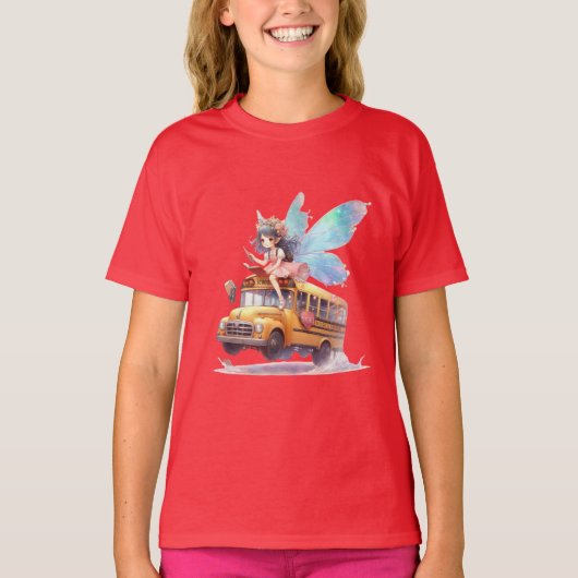 Fairy Riding School Bus Meisje T-shirt (Voorkant)