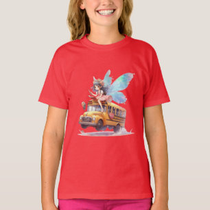 Fairy Riding School Bus T-shirt fille