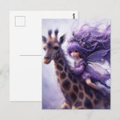 Fairy rijdt een Giraffe Briefkaart (Voorkant / Achterkant)