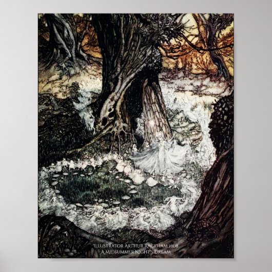Fairy Ring Midzomer Night's droom Arthur Rackham Poster (Voorkant)