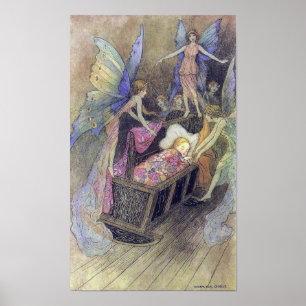 Fairy Singing to Baby van Warwick Goble Poster