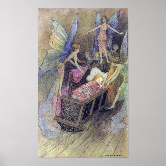 Fairy Singing to Baby van Warwick Goble Poster (Voorkant)