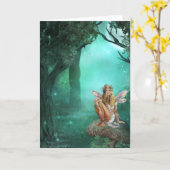 Fairy Sitting on a Mushroom Patch Card Kaart (Gele Bloem)